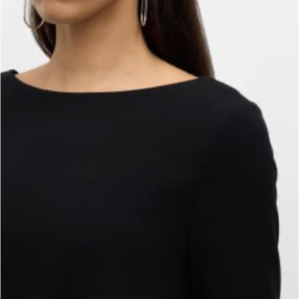 ❤️ MaxMara Black Ruched Sheath Dress Bateau Neckline 3/4 Sleeve Size 2 - Picture 7 of 13